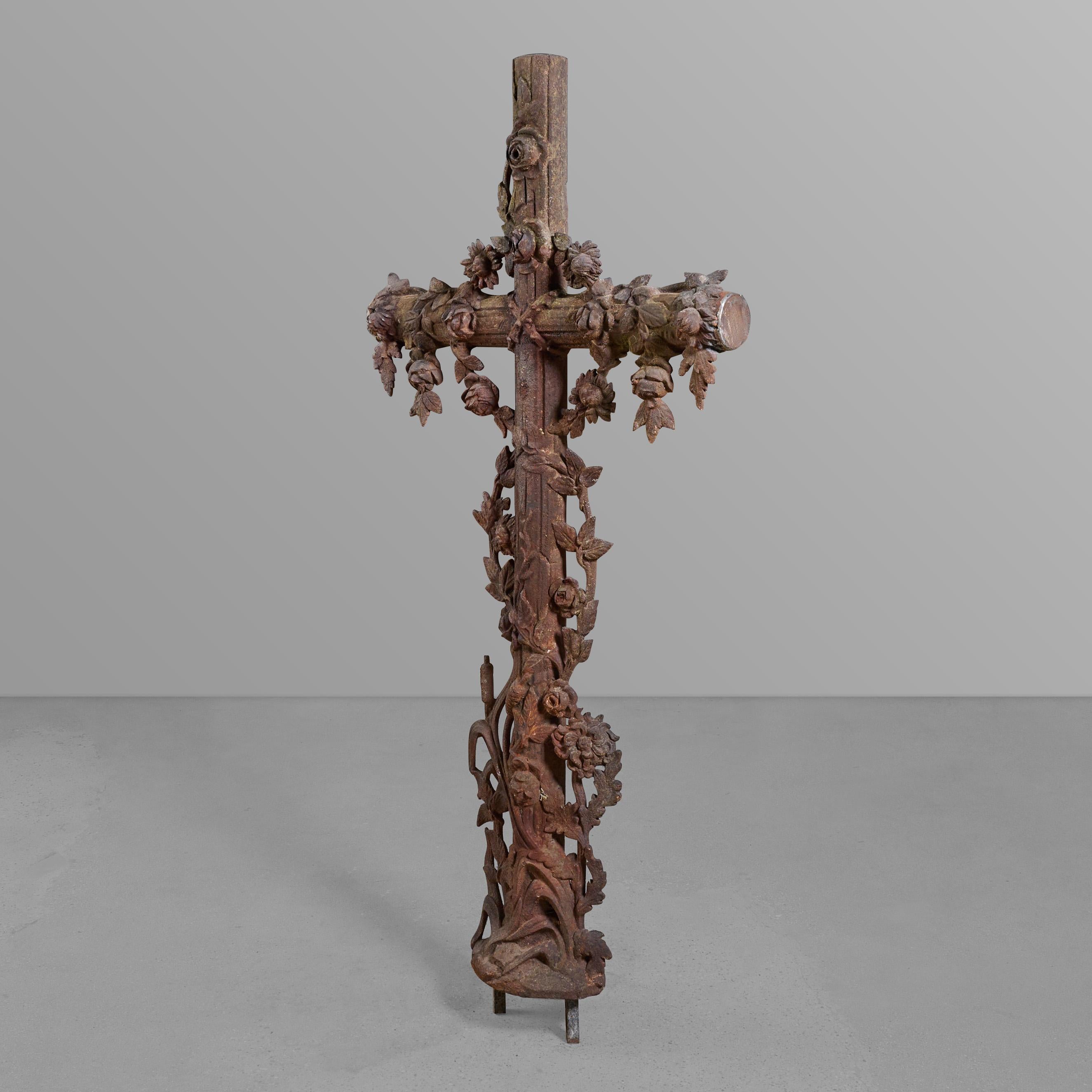 French Cast Iron Crucifix For Sale