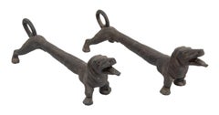 Cast Iron Dachshund Firedog Andirons, Pair