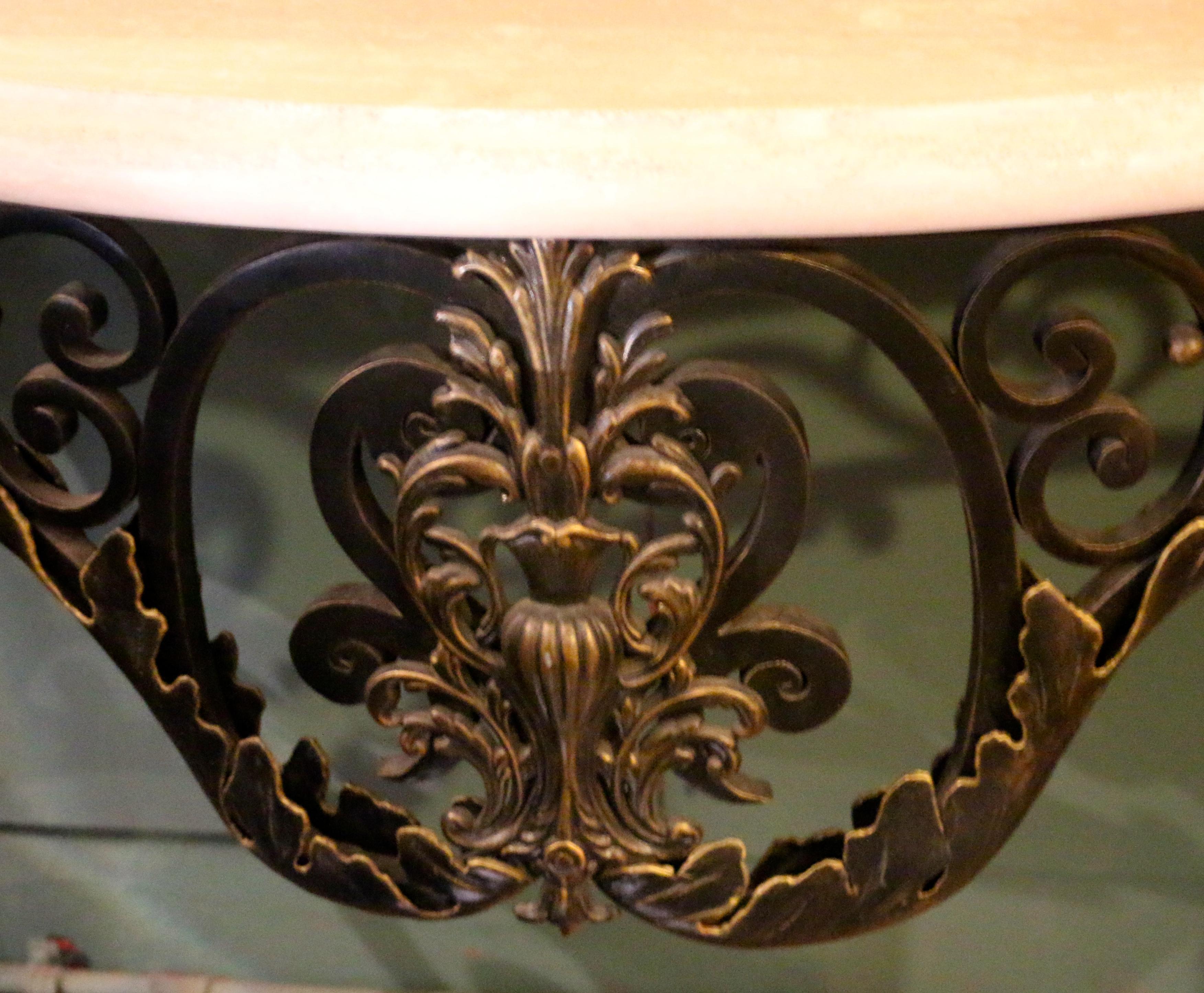 Unknown Cast Iron Demilune Console Table For Sale