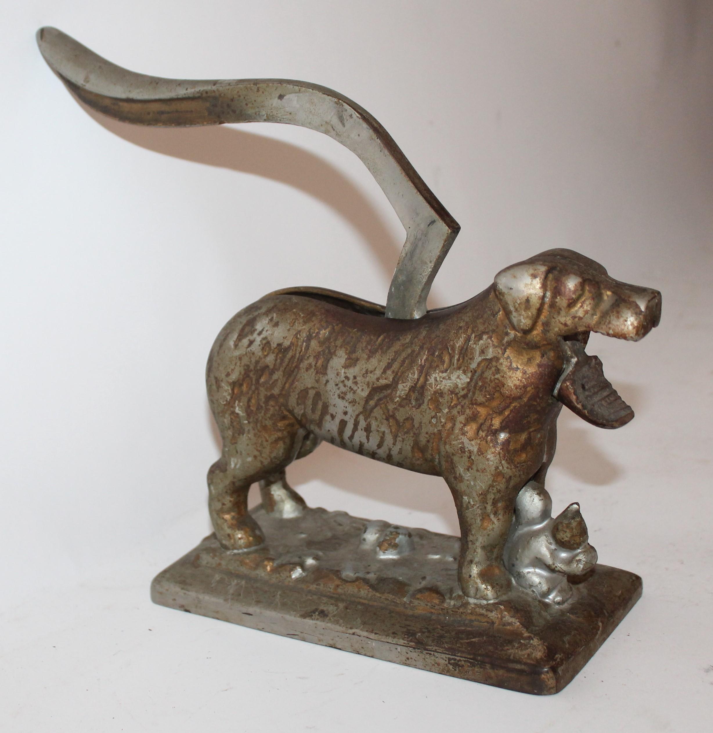 Hand-Painted Cast Iron Dog Nut Cracker For Sale