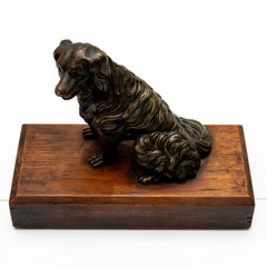 Cast Iron Dog on Wooden Base