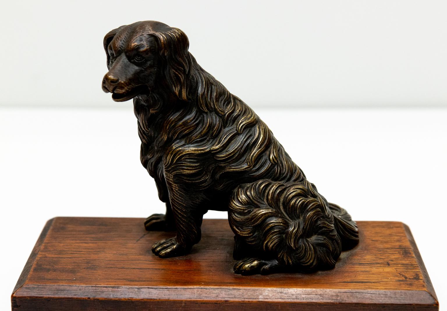 Cast Iron Dog on Wooden Base For Sale 2