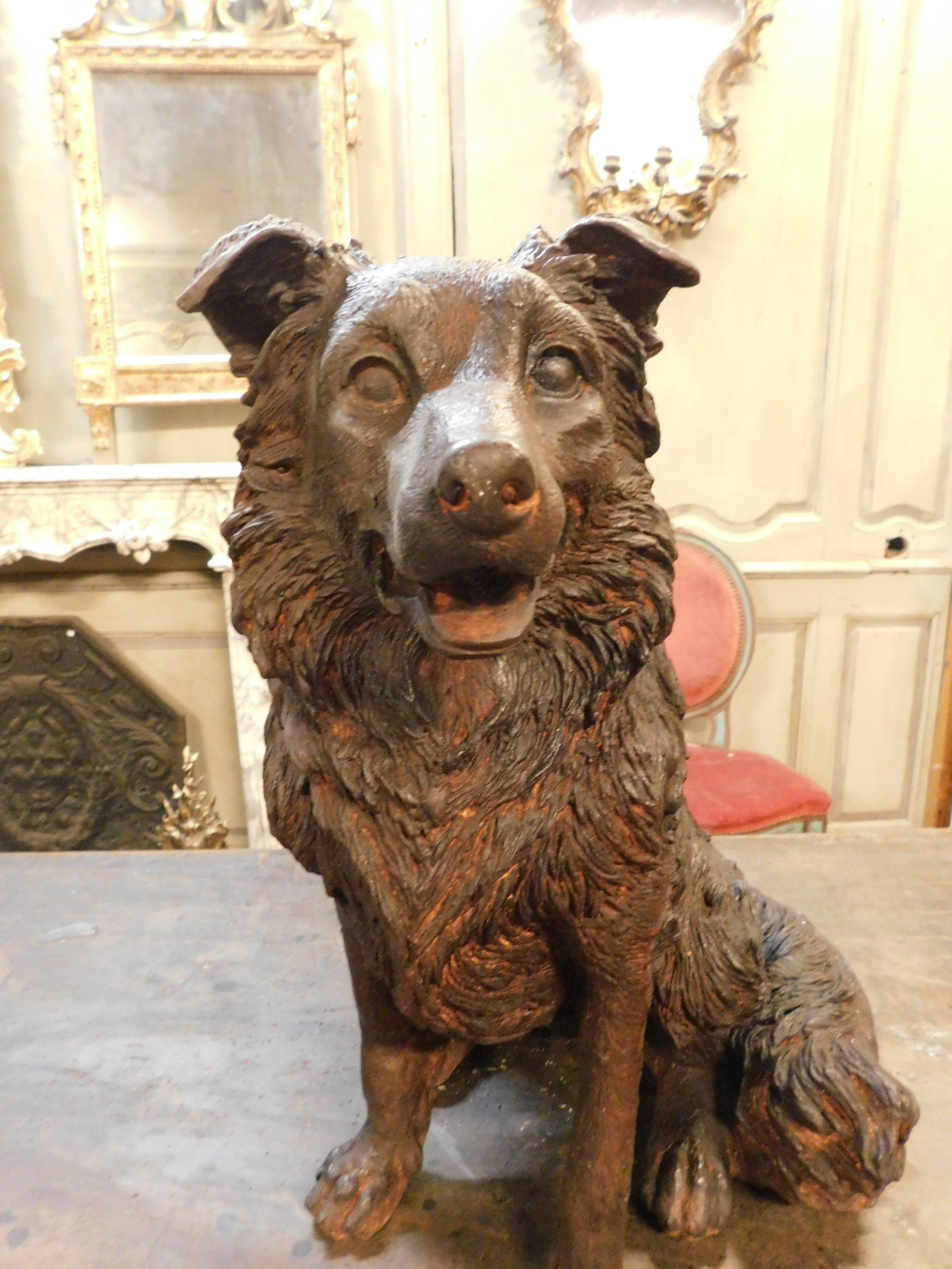 Carved Cast Iron Dog Sculpture, 20th Century, Italy