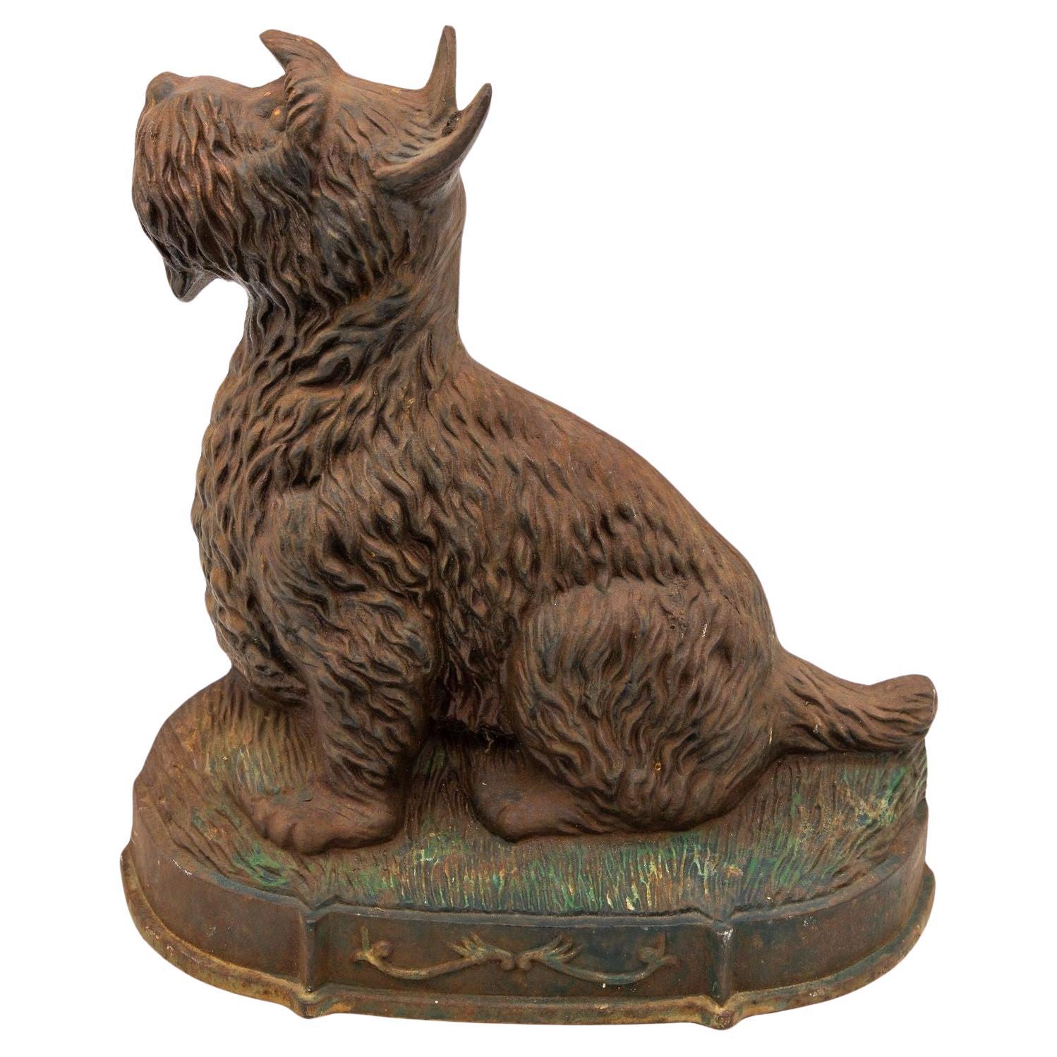 Cast Iron Door Stop in the Shape of a Scottie, English 20th Century For Sale