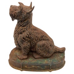 Antique Cast Iron Door Stop in the Shape of a Scottie, English 20th Century