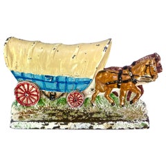 Butoir de porte en fonte "Conestoga Covered Wagon" Hubley Manufacturing C0 ; Circa 1930