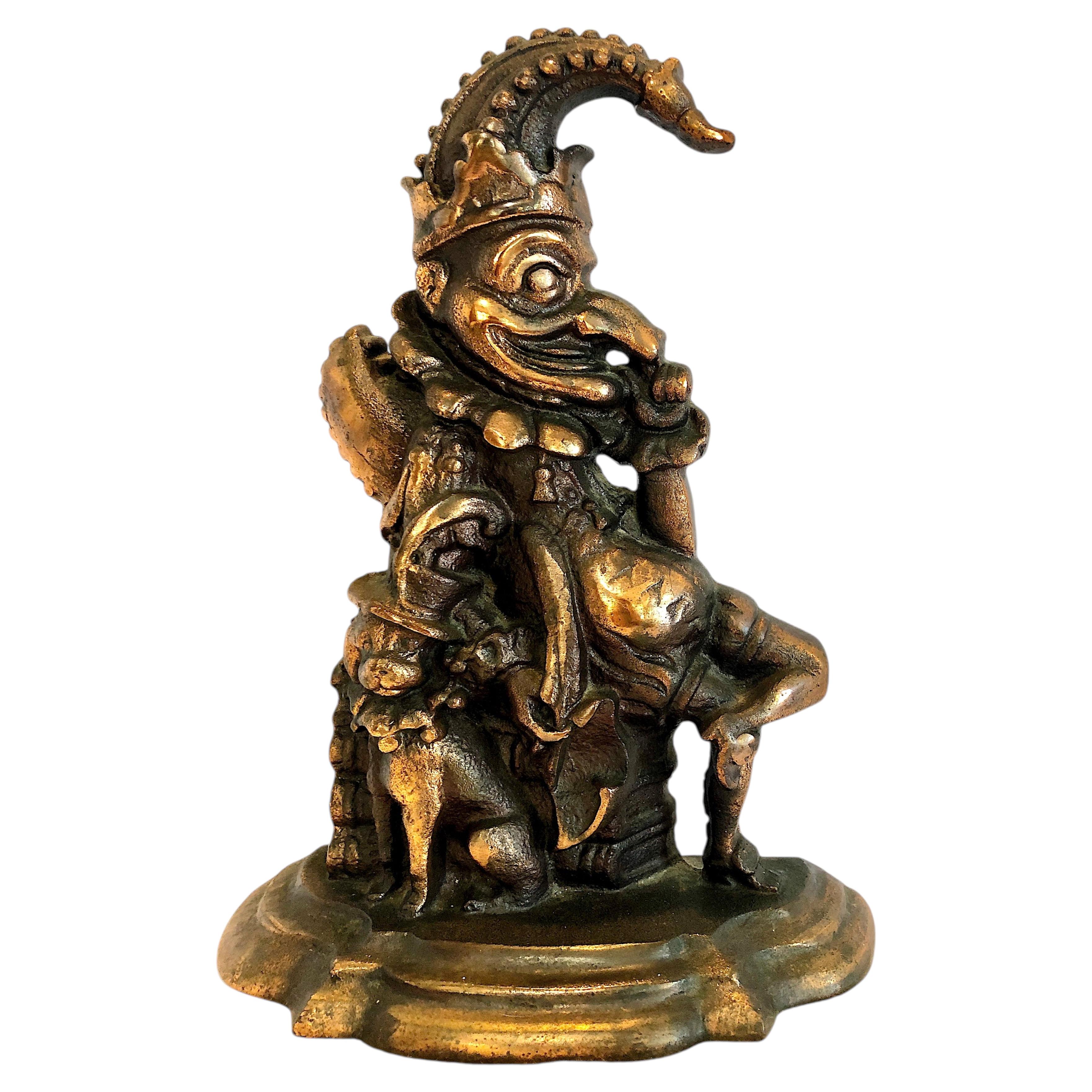 Cast Iron Doorstop of “Mr. Punch & Toby” For Sale