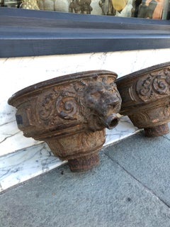 Cast Iron Downspouts with Lions Face Details Late 19th Century