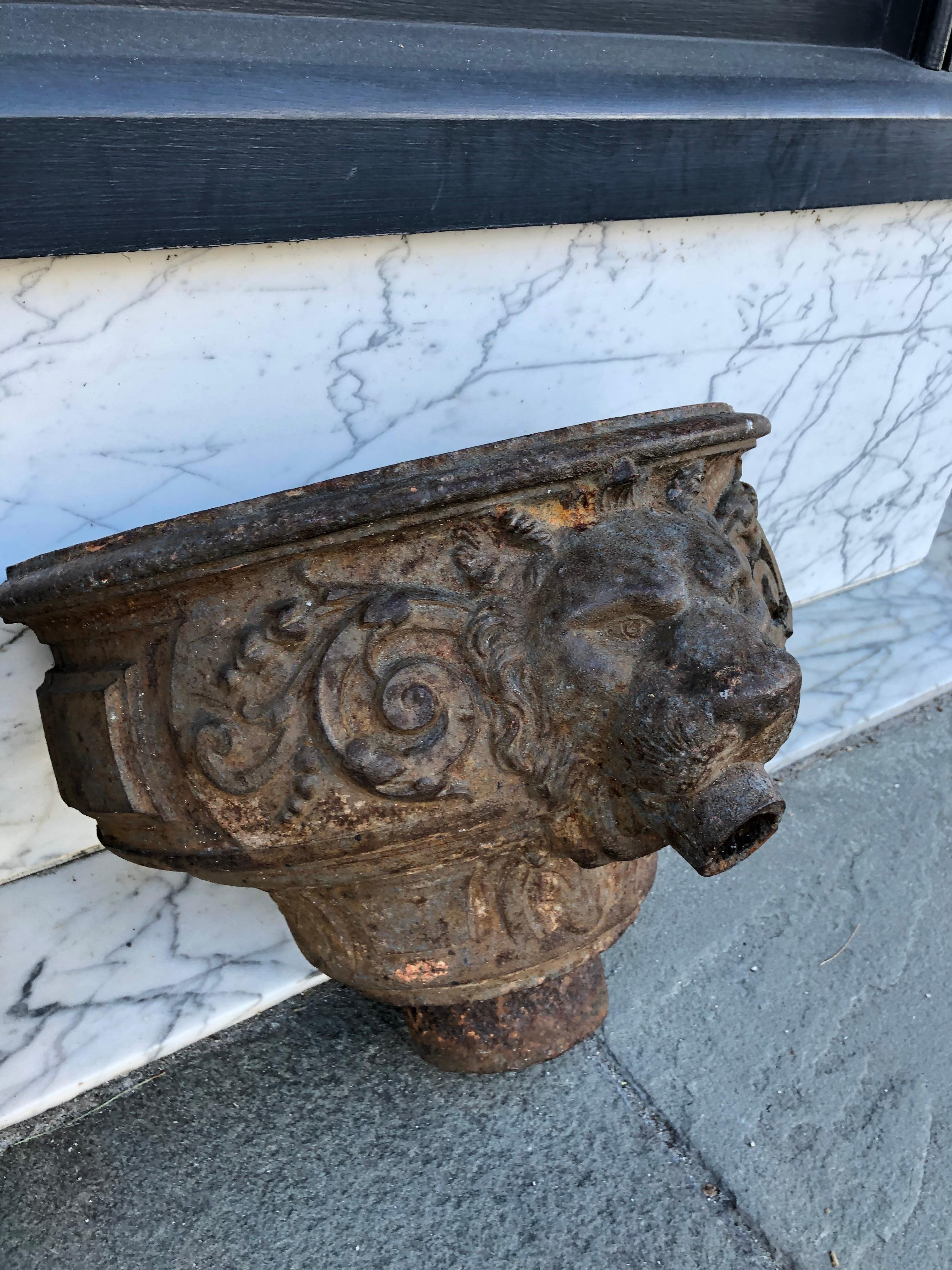 Cast Iron Downspouts with Lions Face Details Late 19th Century 2