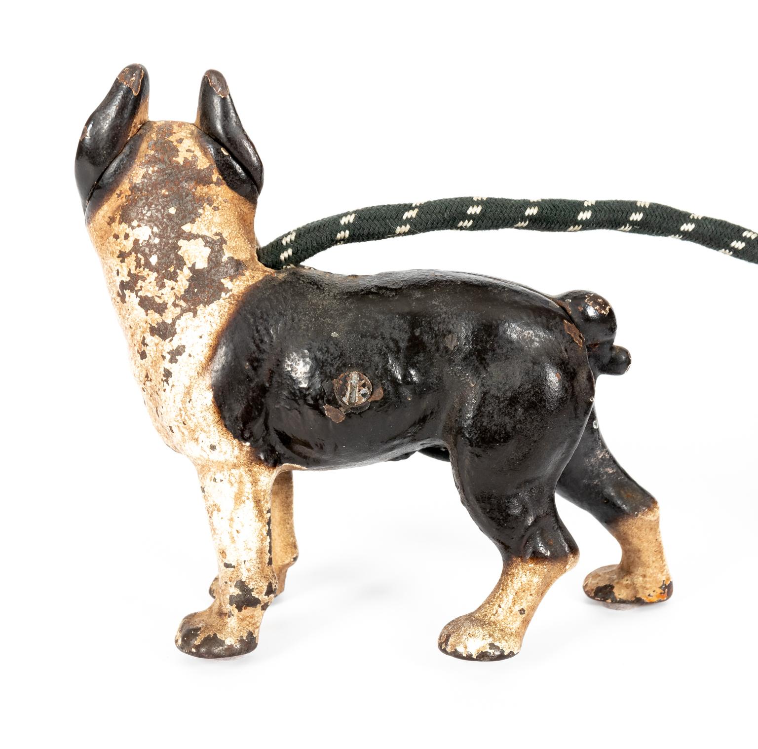 Mid-Century Modern Cast Iron Electric Boston Terrier Dog Cigarette Lighter