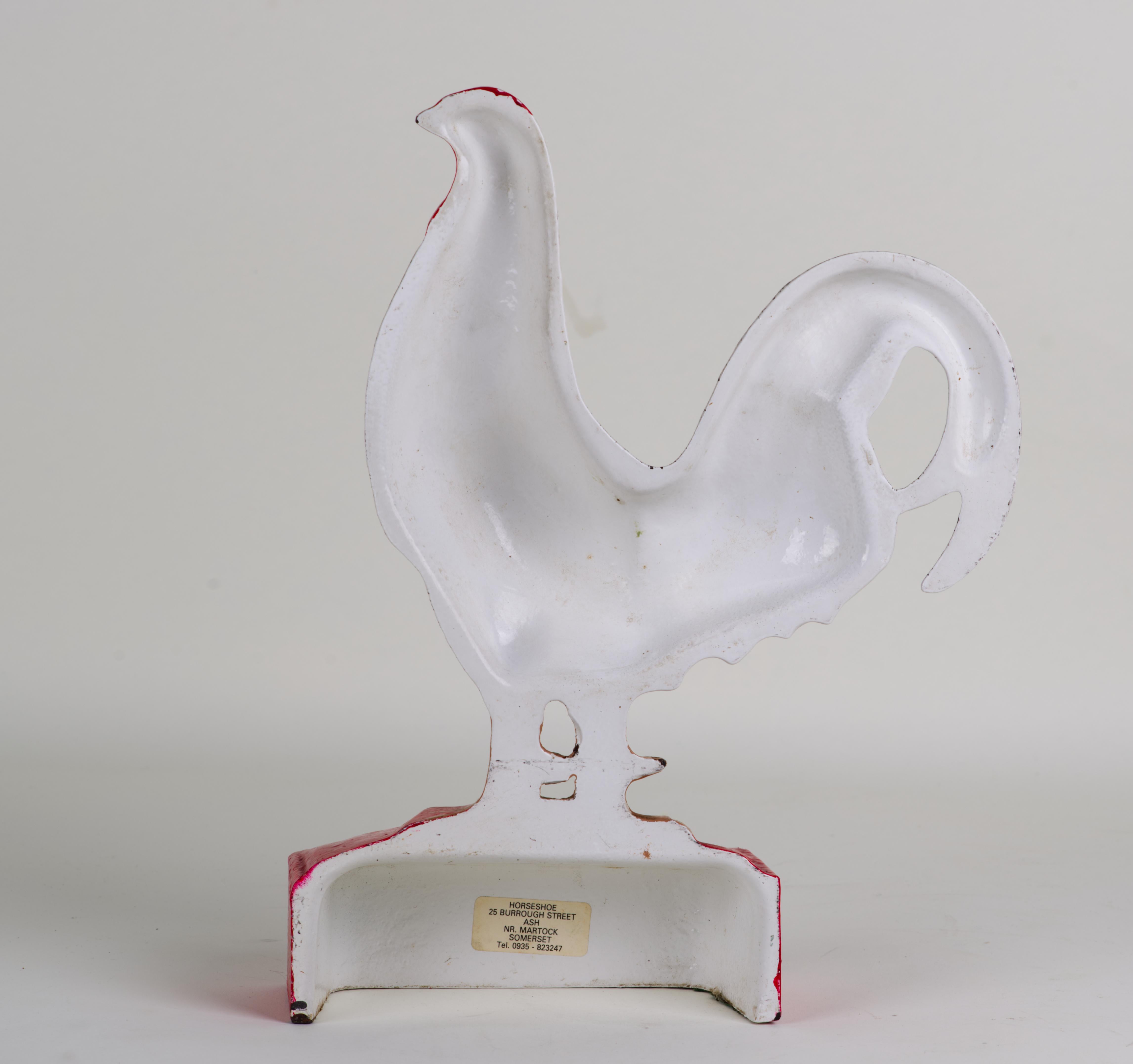 Cast Iron Enameled Chicken Figurine, Decor or Doorstop, Vintage, England. For Sale 1