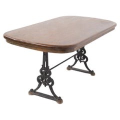 Antique  Cast iron English Outside Table Victorian in black and Wood