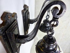Cast Iron Exterior Wall Sconces, circa 1900