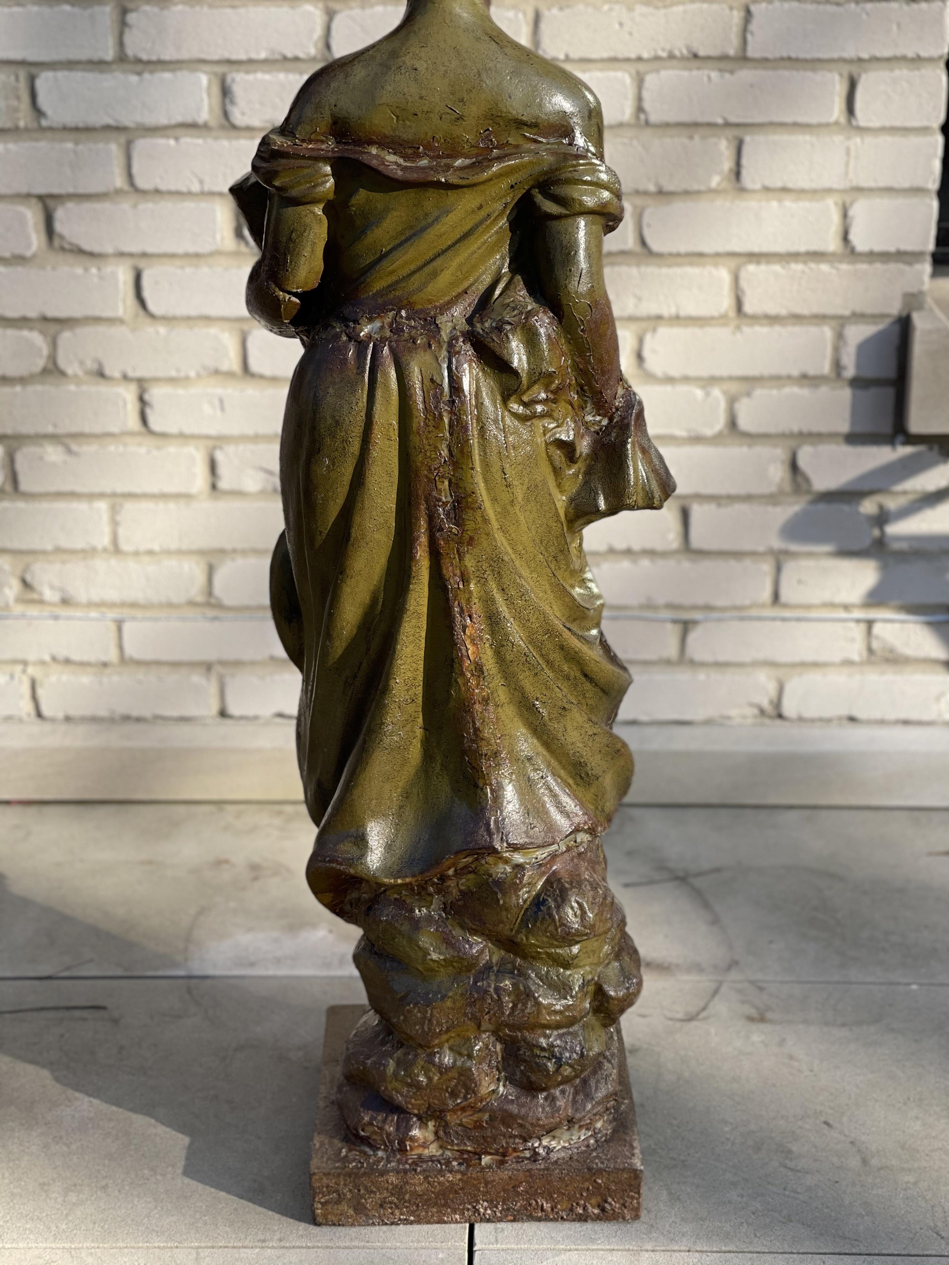 Greco Roman Cast Iron Figural Statue of 