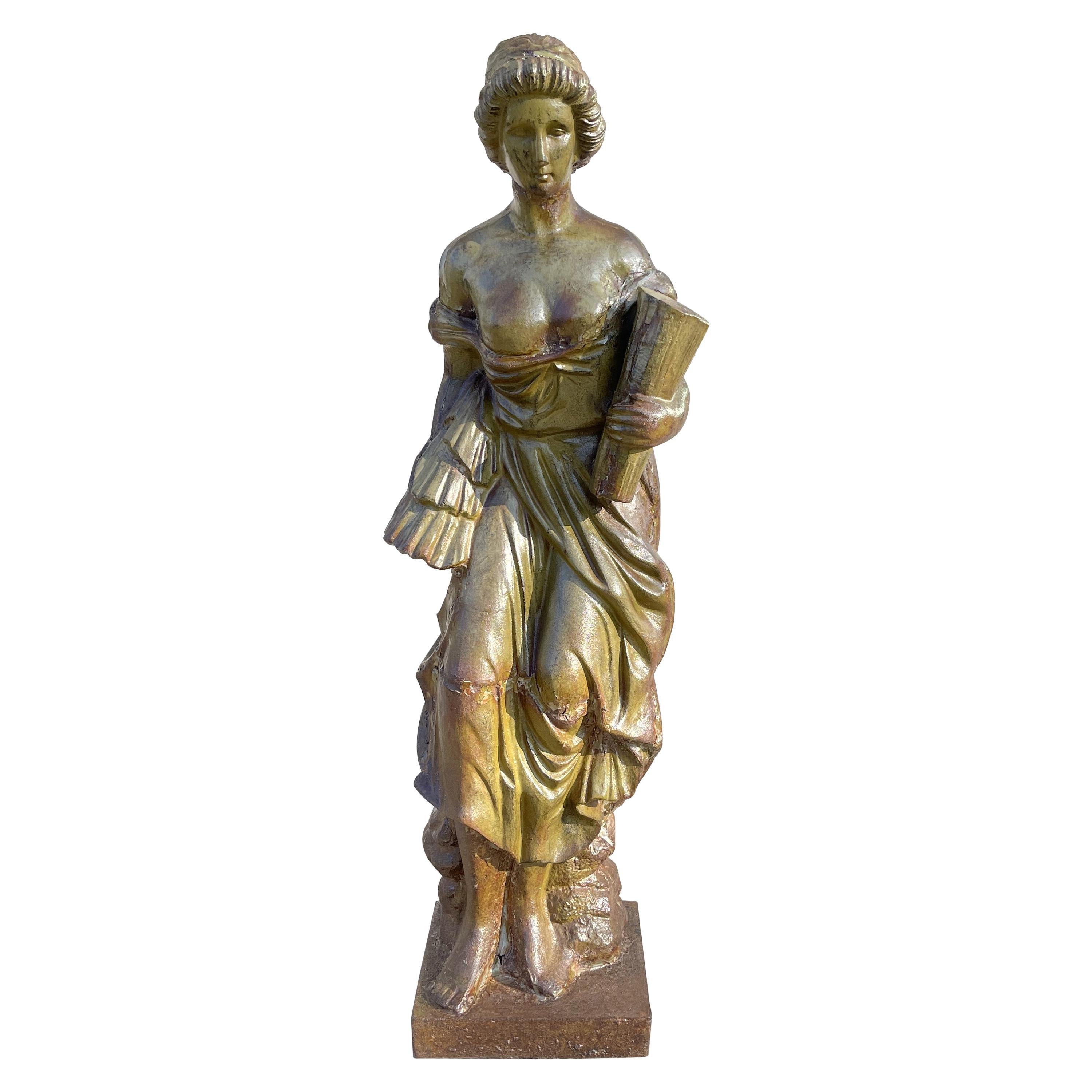 Cast Iron Figural Statue of "Demeter" Goddess of Harvest, Italy, circa 1880 For Sale
