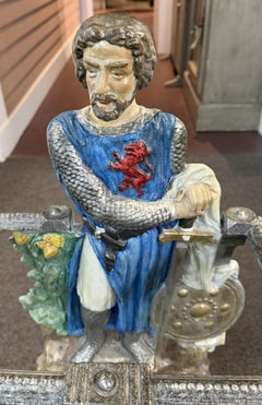 Cast Iron Figural William Wallace Paint Decorated Umbrella or Cane Stand