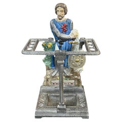 Cast Iron Figural William Wallace Paint Decorated Umbrella or Cane Stand