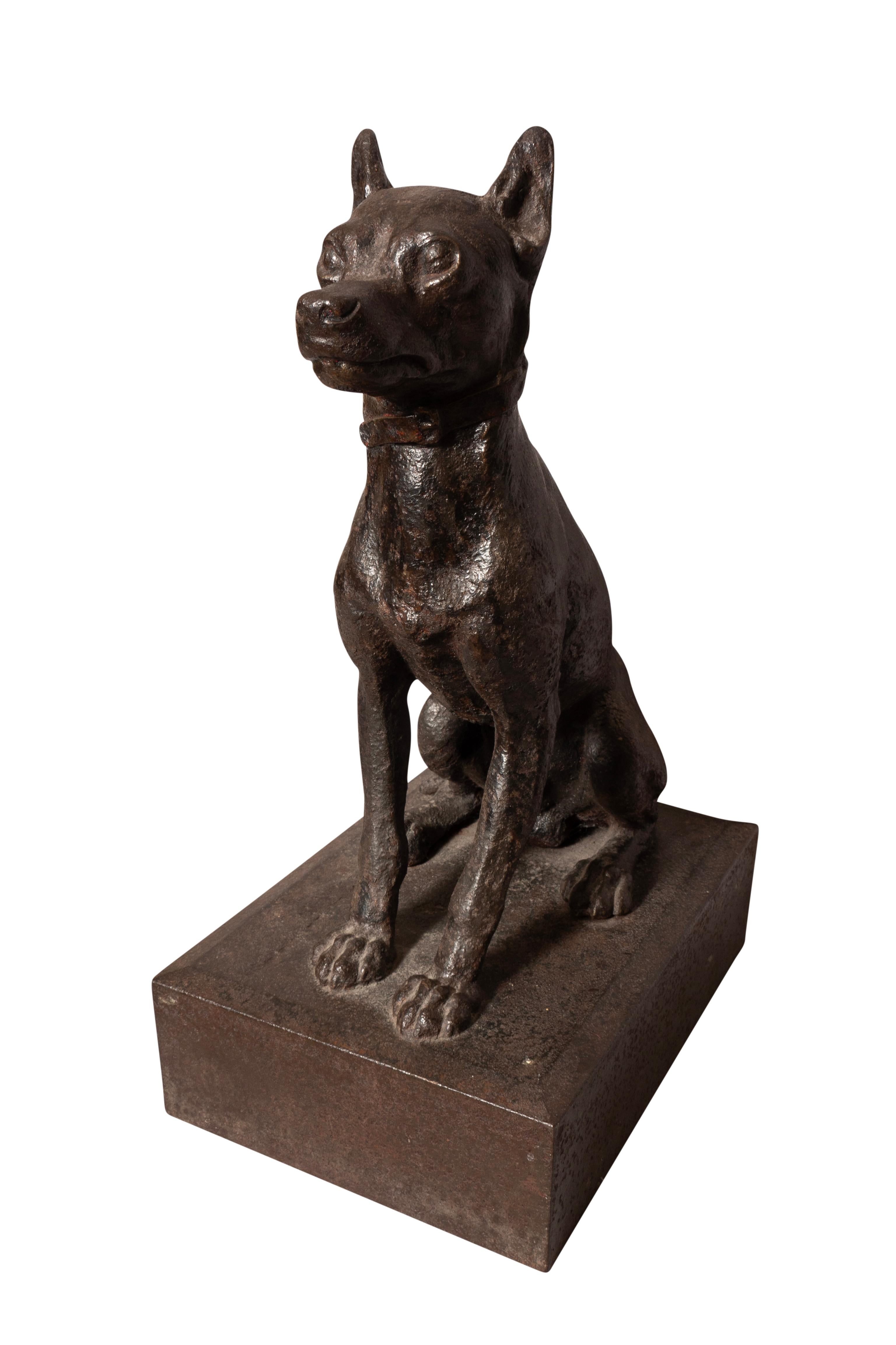 European Cast Iron Figure Of A Seated Dog For Sale