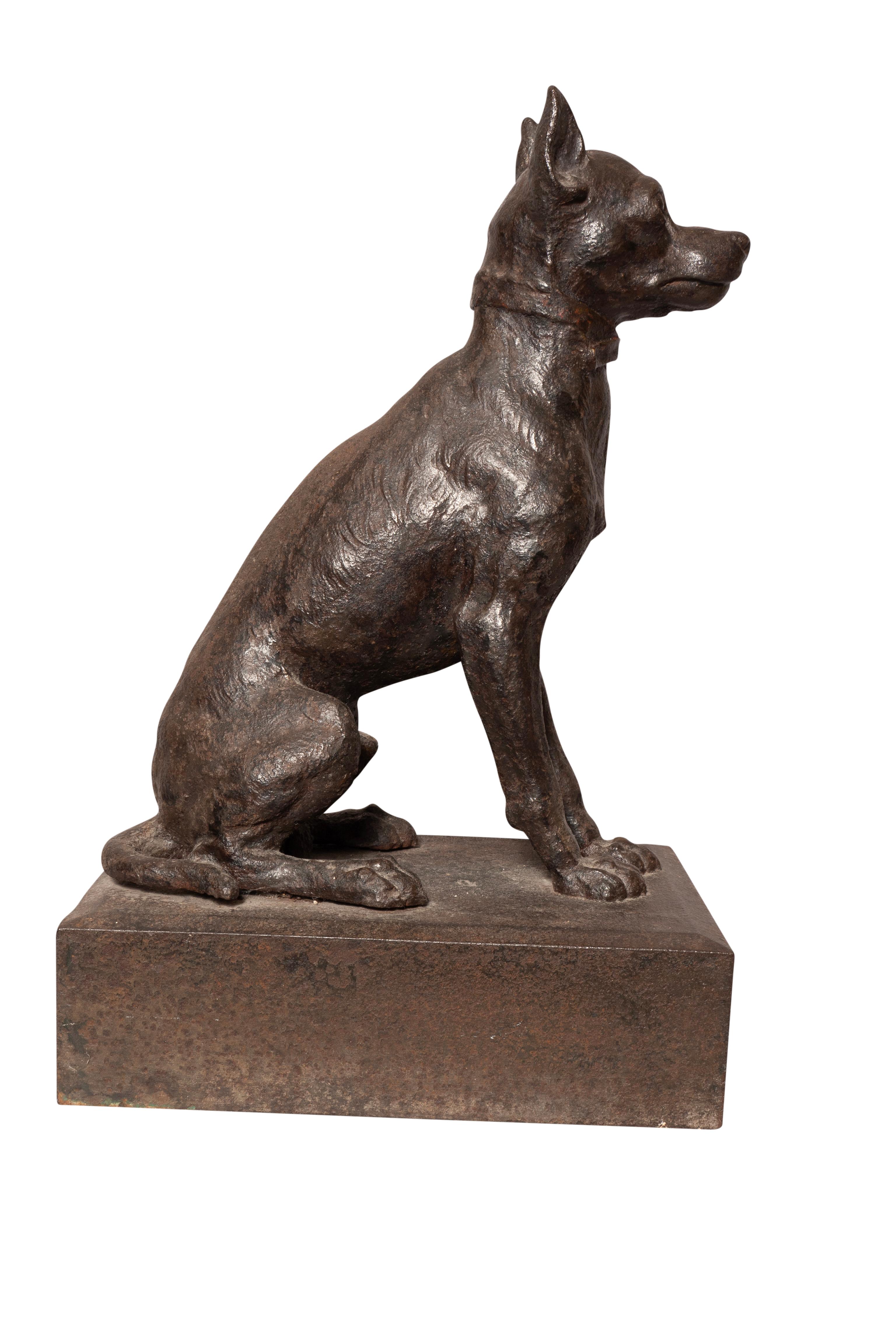 Cast Iron Figure Of A Seated Dog In Good Condition For Sale In Essex, MA