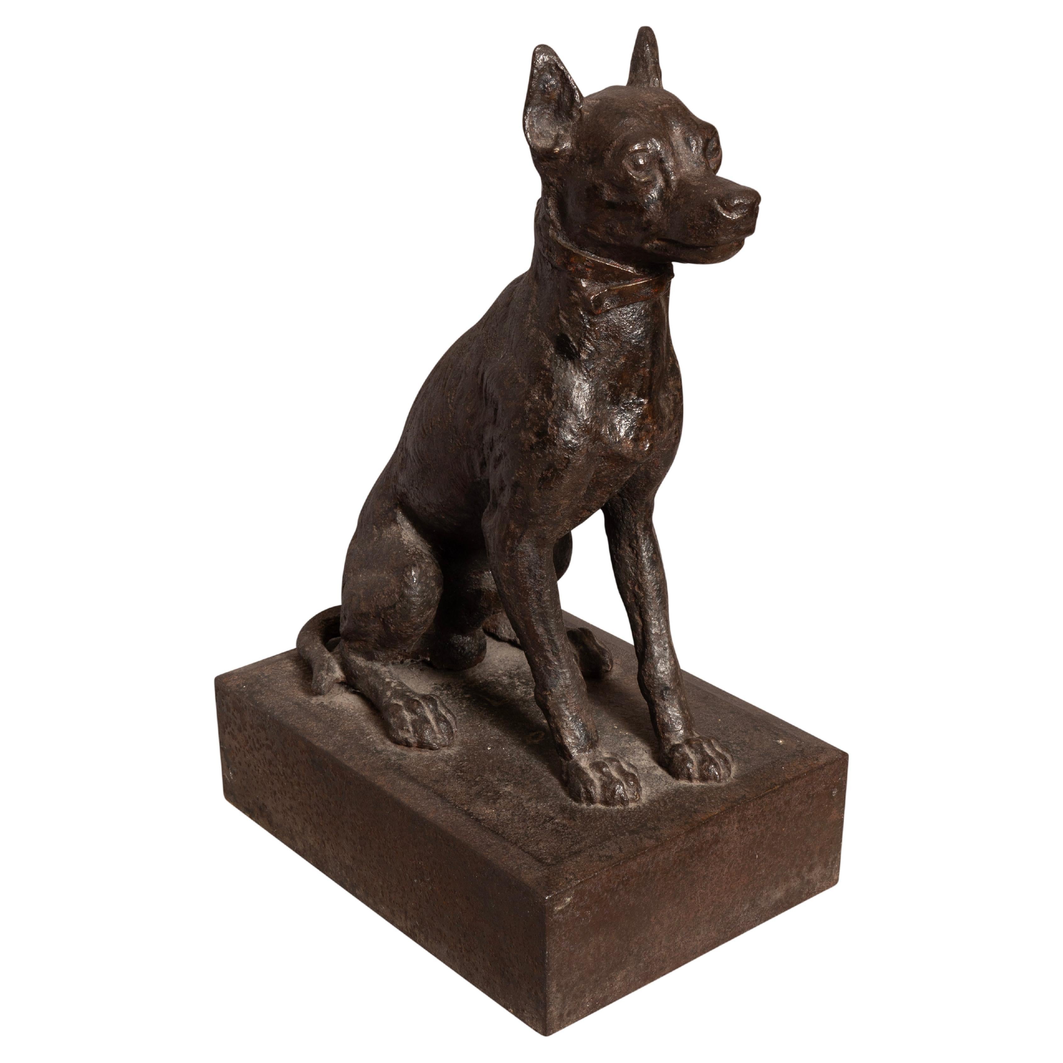 Cast Iron Figure Of A Seated Dog For Sale