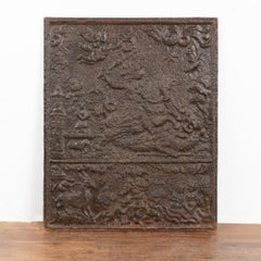 Cast Iron Fire Back With Soldier on Horseback, Sweden Circa 1760-1800