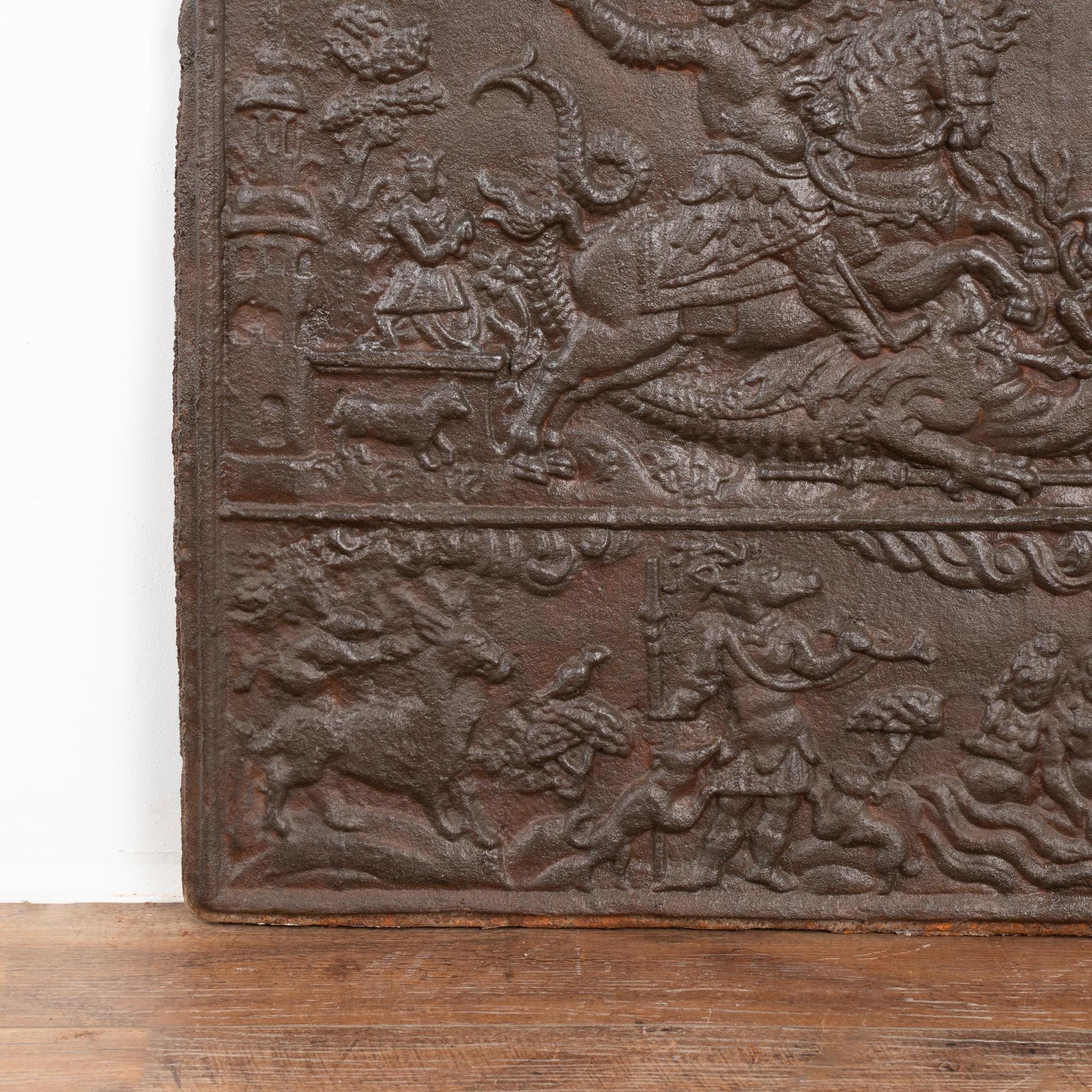 Cast Iron Fire Back With Soldier on Horseback, Sweden Circa 1760-1800 For Sale 1