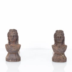 Cast Iron Fire Dogs, a Pair