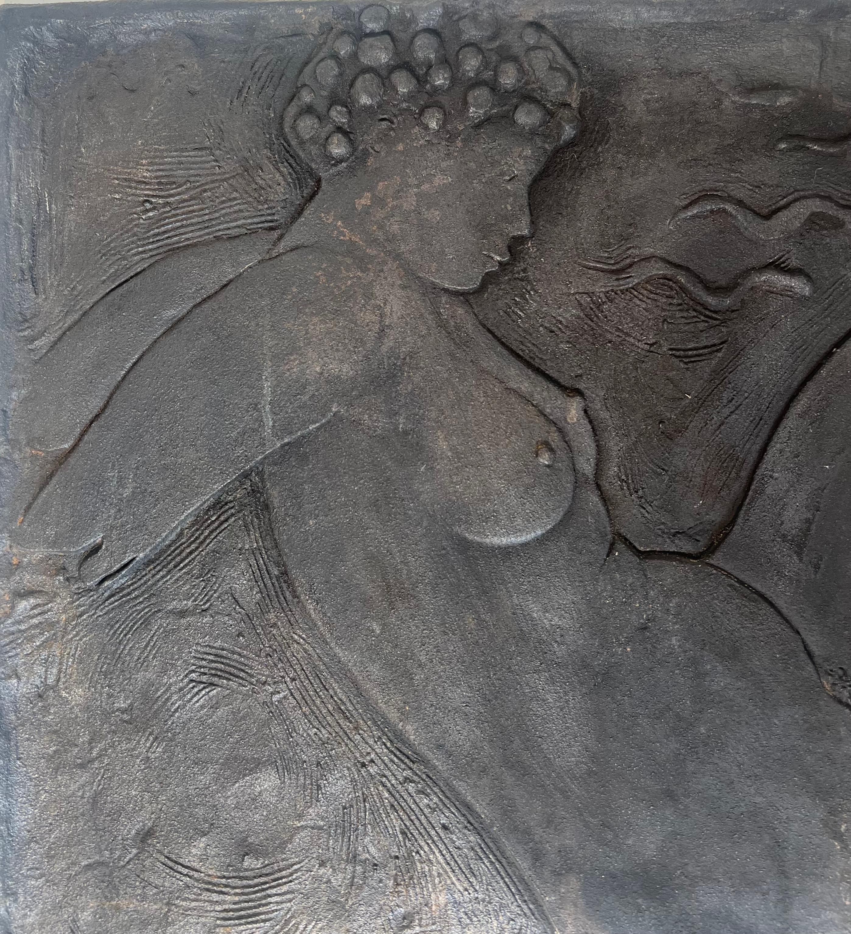 Francese Piantana in ghisa raffigurante una donna nuda firmata Bonnefoit, 1987 in vendita