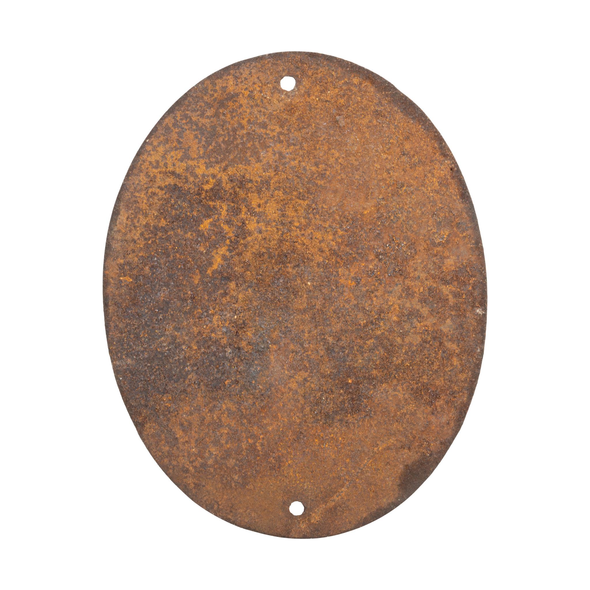 Unique cast iron fire marker with fireman, horn blowing 