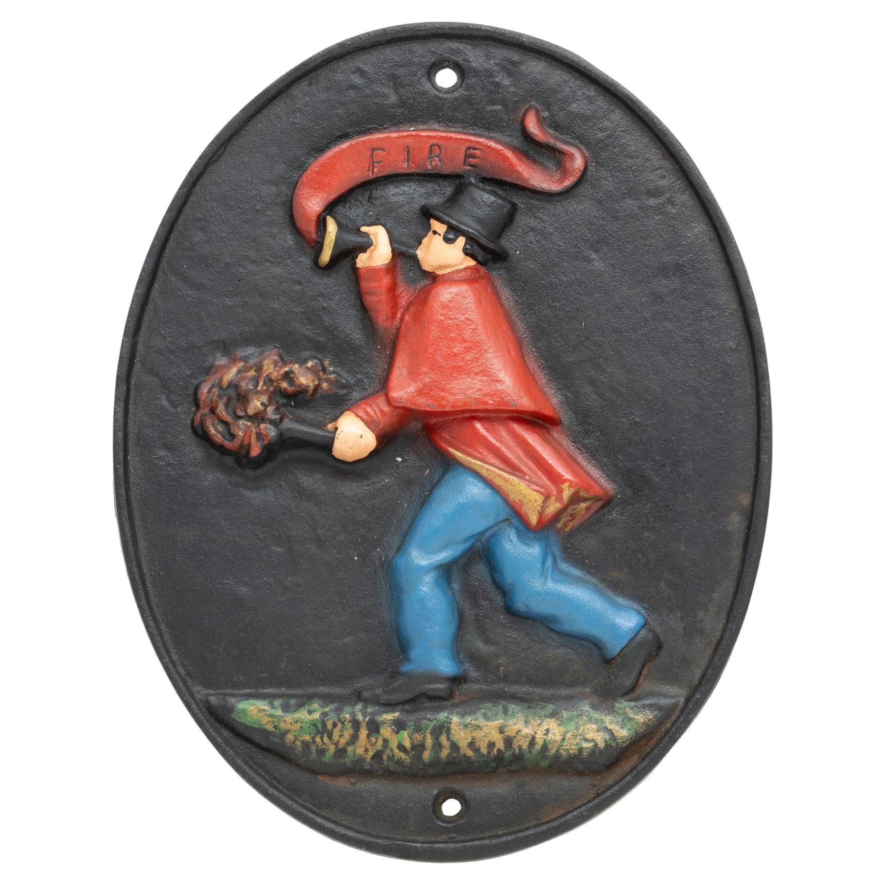 Cast Iron Fireman Fire Marker
