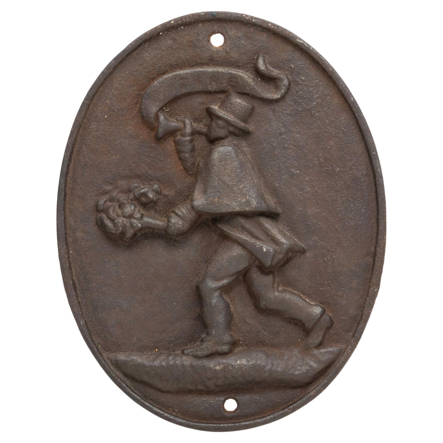 Cast Iron Fireman Fire Marker