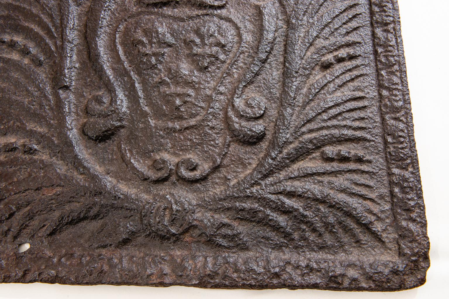 Louis XIV Cast Iron Fireplace Plate with Heraldic Emblem