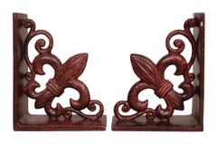 Cast Iron Fleur De Lis Bookends, a Pair