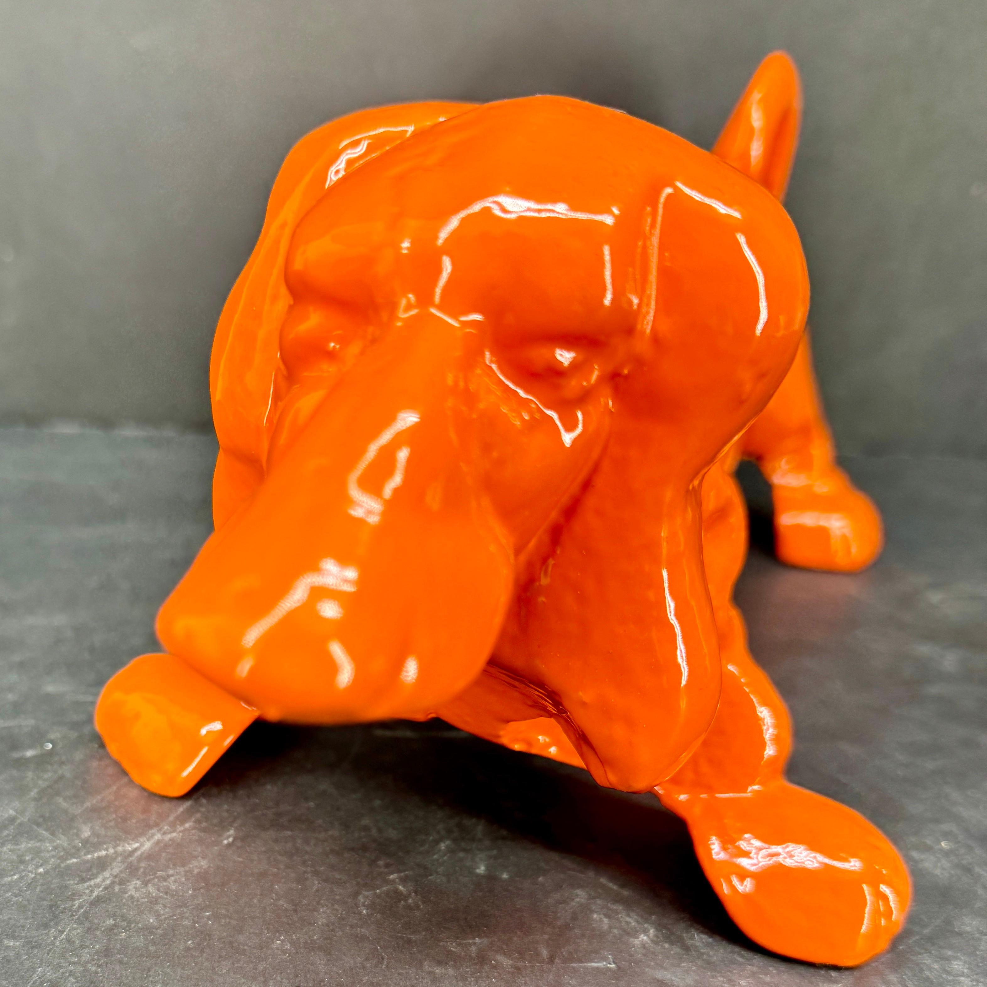 Cast Iron Foot Boot Scraper of Dachshund Dog, Powder-Coated Orange 5