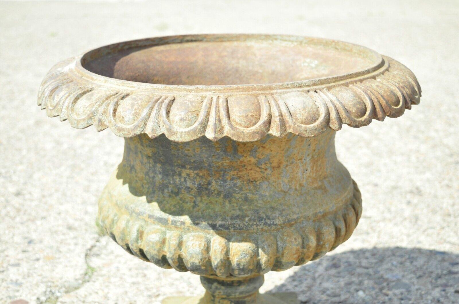 Neoclassical Cast Iron French Campana Urn Style Green Verde Outdoor Garden Planter