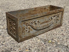 Cast Iron French Louis XV Style Ribbon & Swag Rectangular Garden Planter Box