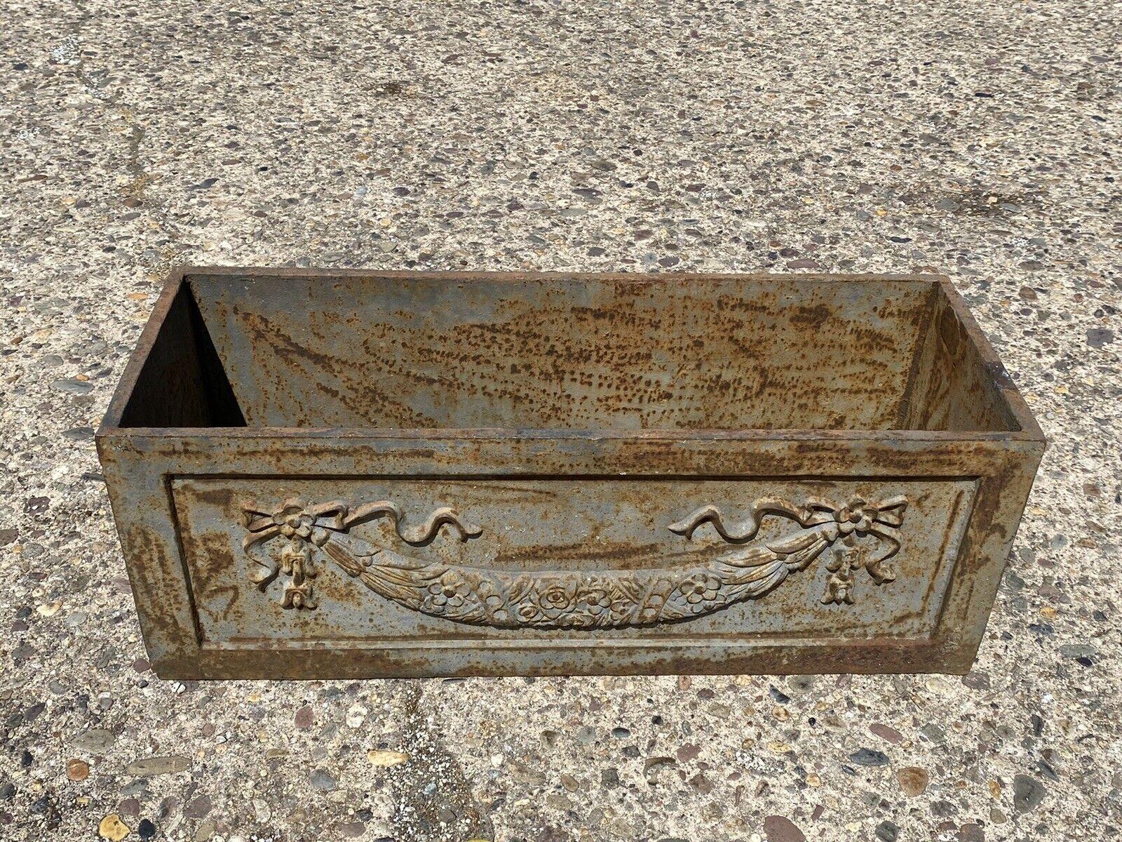 Cast Iron French Louis XV Style Ribbon & Swag Rectangular Garden Planter Box 3