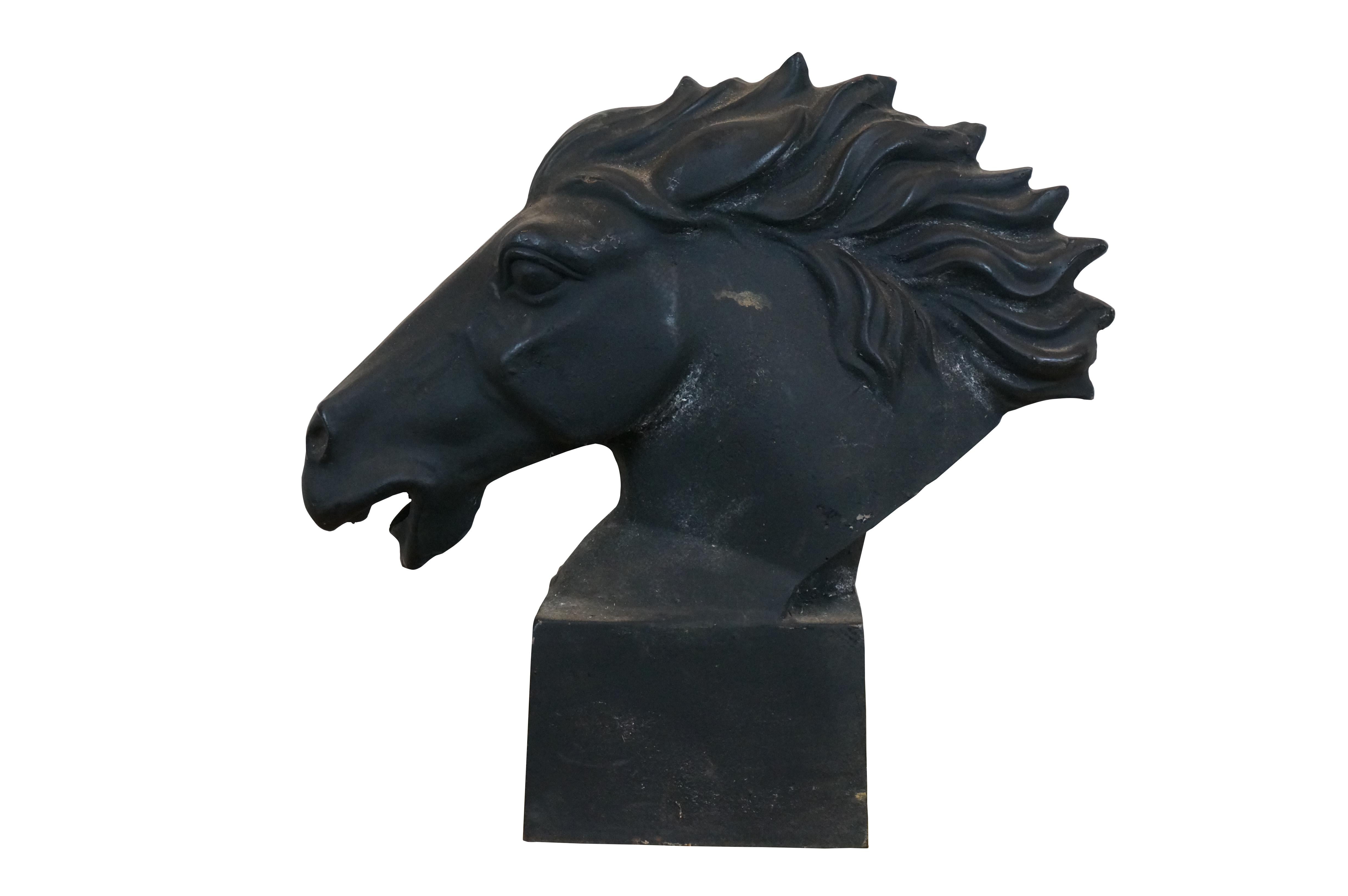 Cast Iron Galloping Horse Head Bust Sculpture Statue 19
