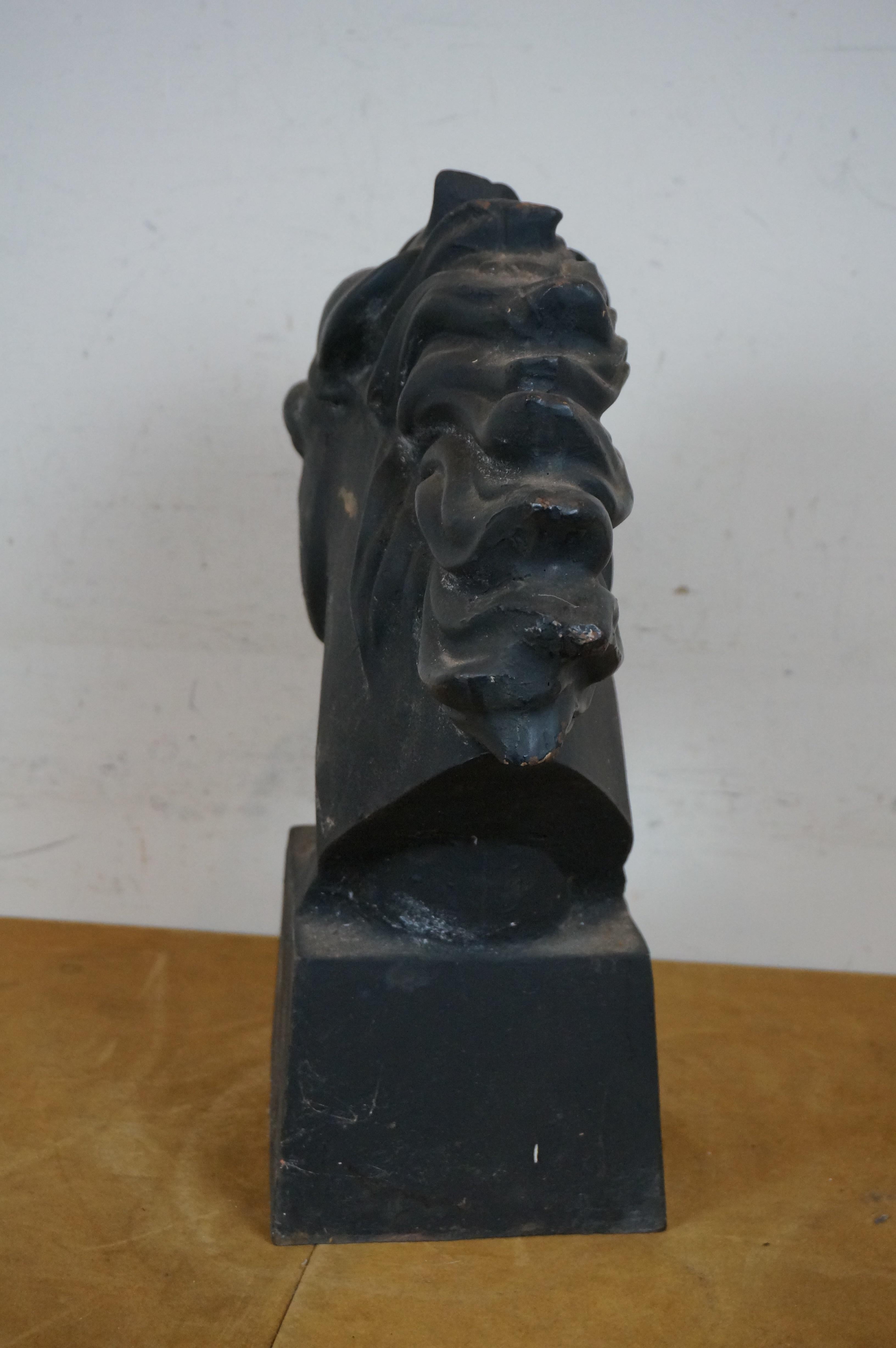 20ième siècle Cast Iron Galloping Horse Head Bust Sculpture Statue 19