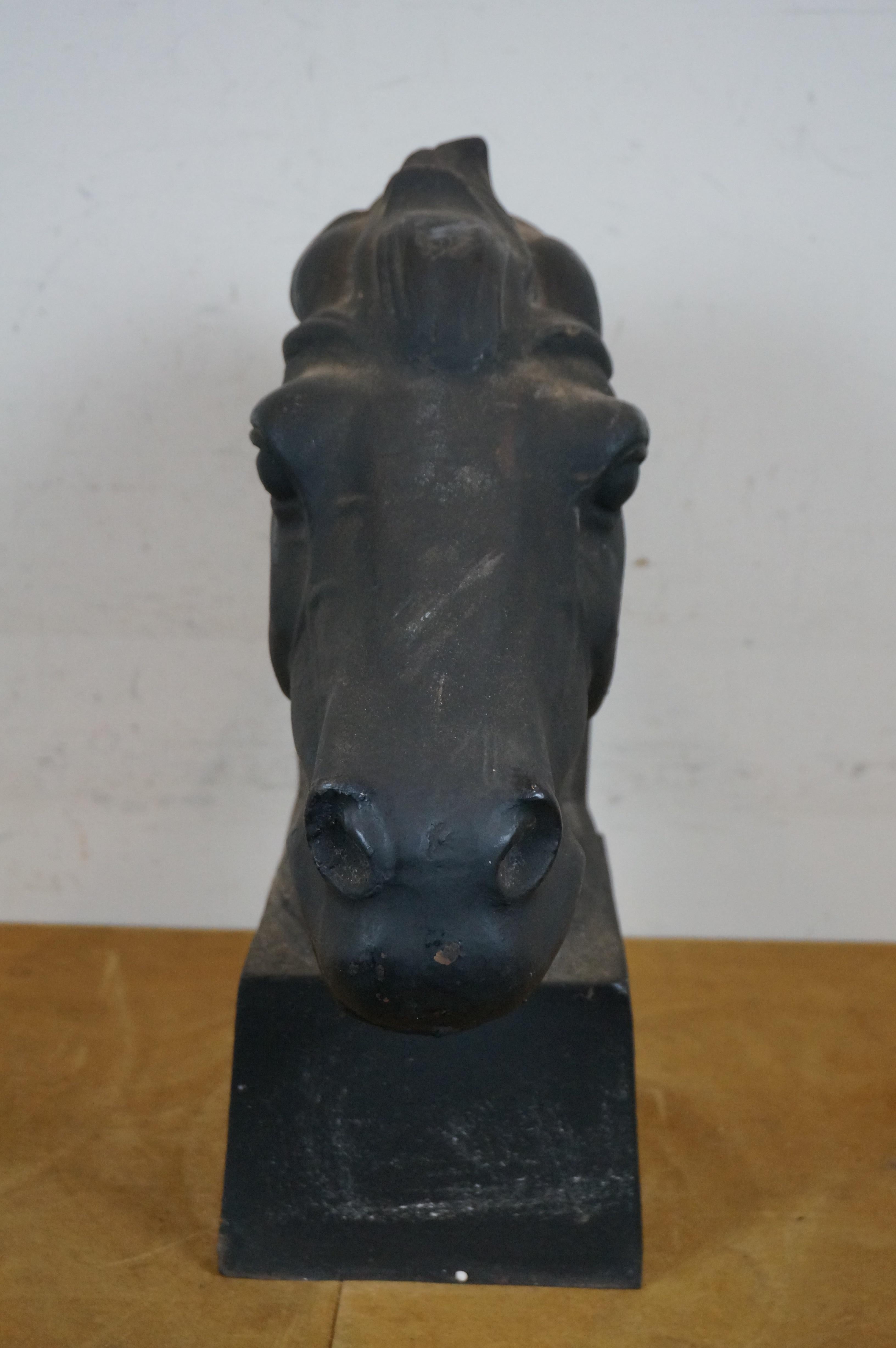 Cast Iron Galloping Horse Head Bust Sculpture Statue 19