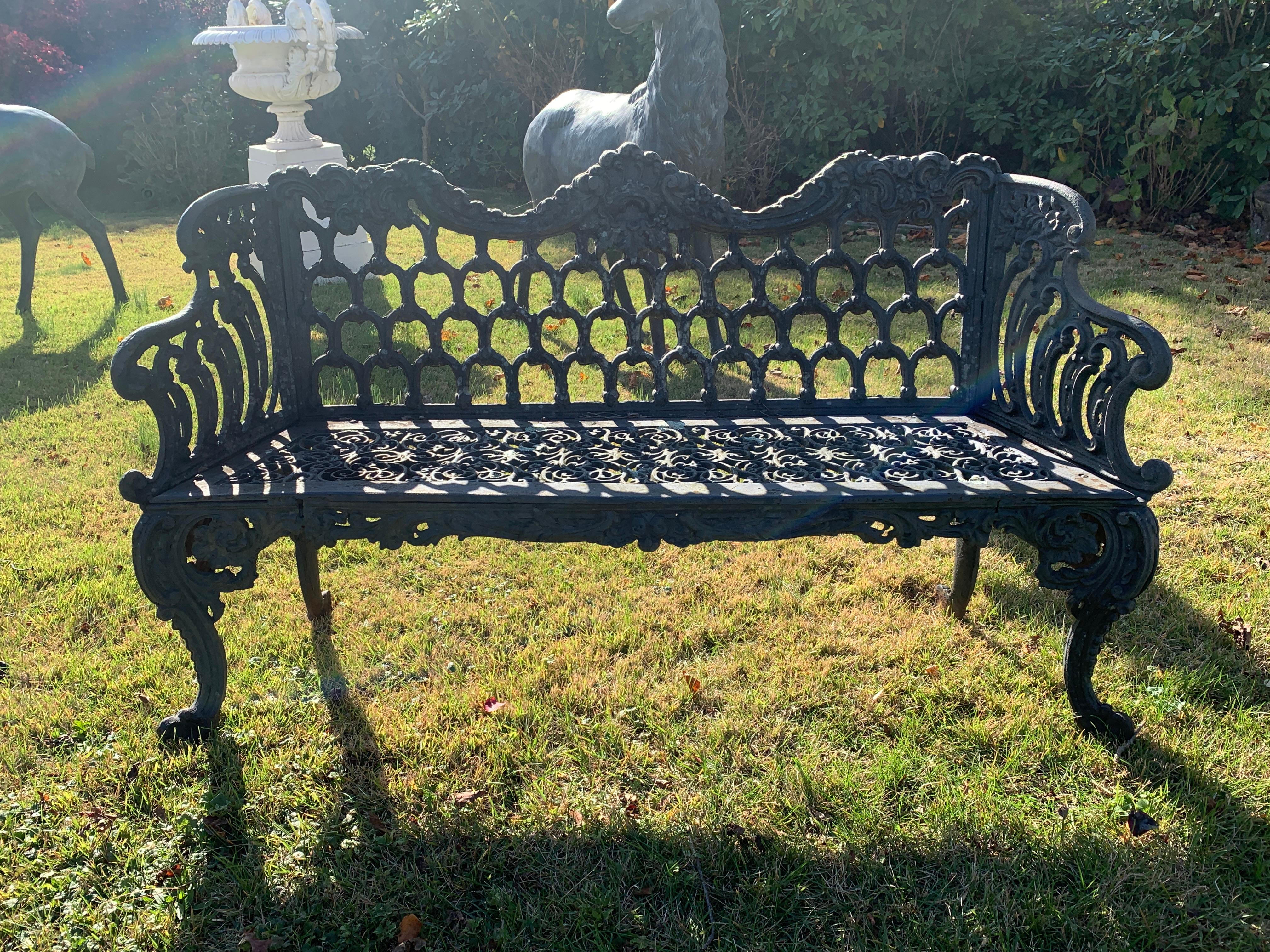 North American Cast Iron Garden Bench and Chair Set, circa 1880 For Sale