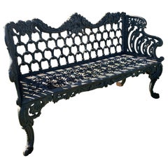 Used Cast Iron Garden Bench and Chair Set, circa 1880