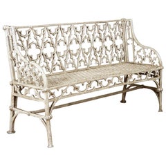 Vintage Cast Iron Garden Bench in the Manner of Coalbrookdale, 20th Century