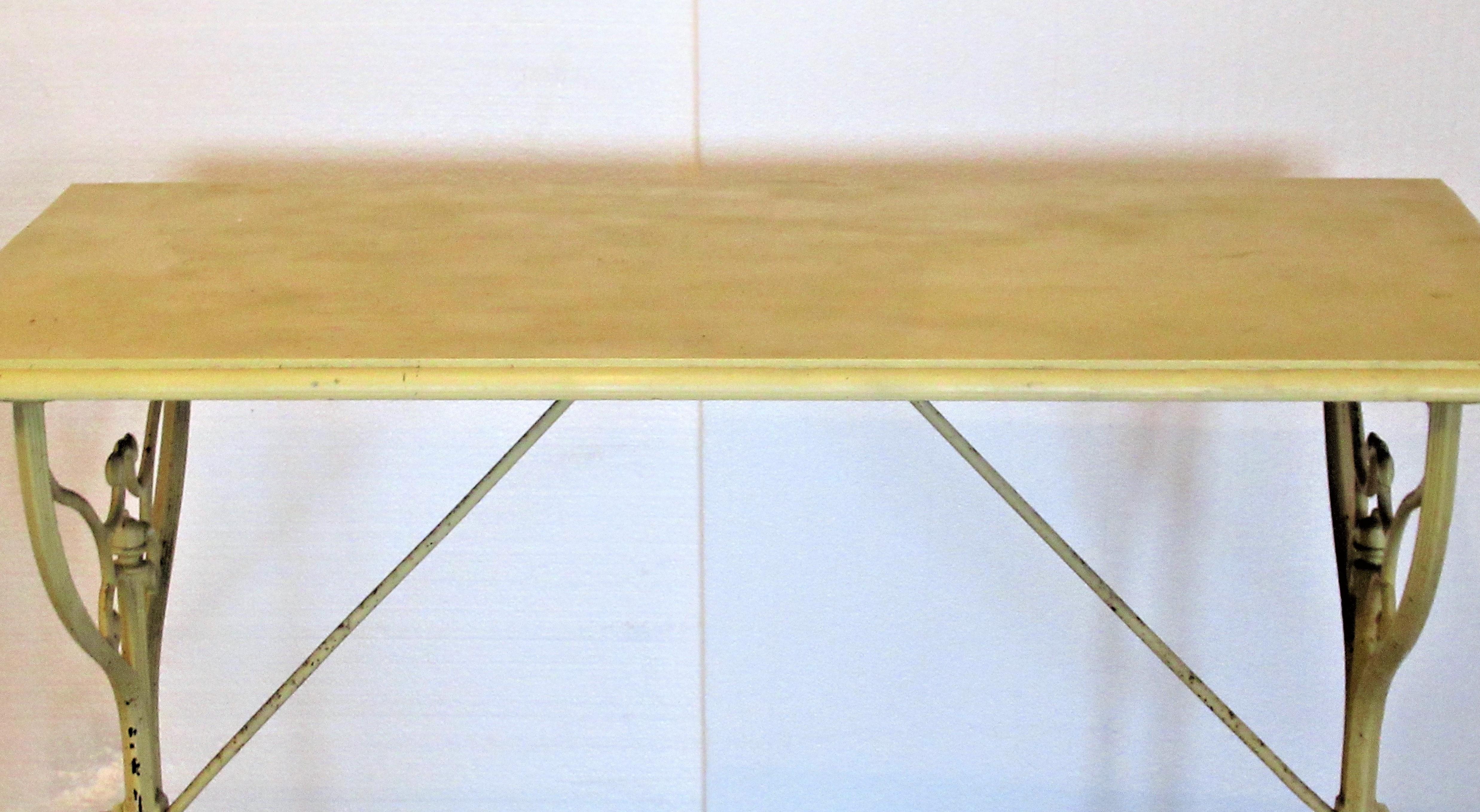Wood Cast Iron Garden Bistro Cafe Table