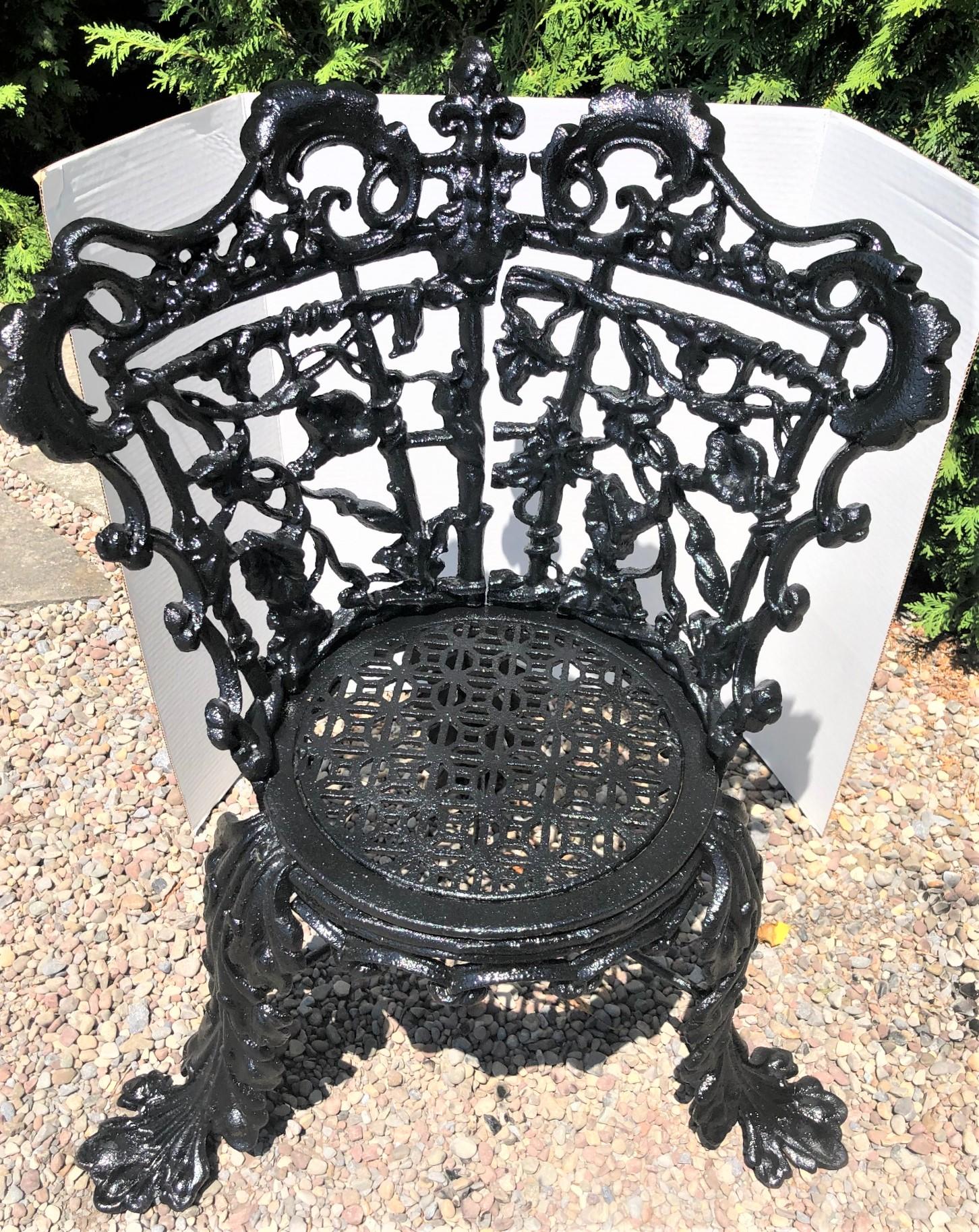 Cast Iron Garden Chair in the Morning Glory Pattern For Sale 6