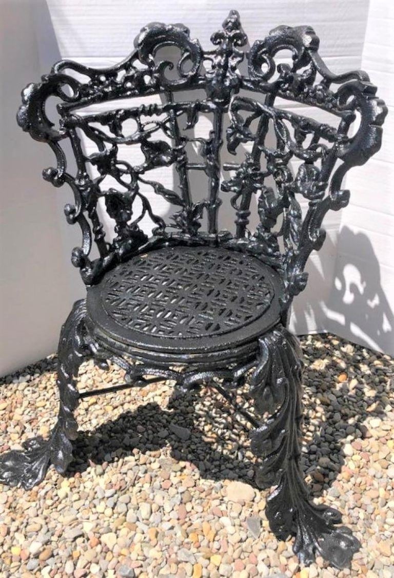 Cast Iron Garden Chair in the Morning Glory Pattern For Sale at 1stDibs