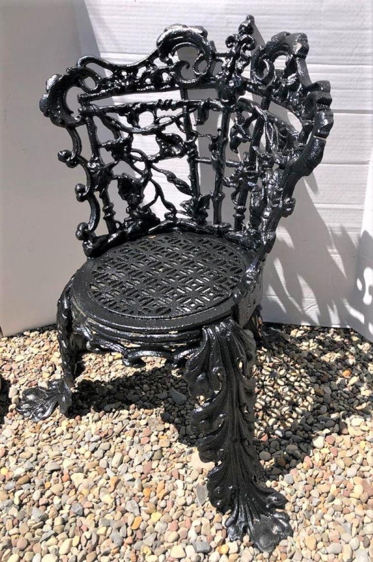 Cast Iron Garden Chair in the Morning Glory Pattern For Sale at 1stDibs