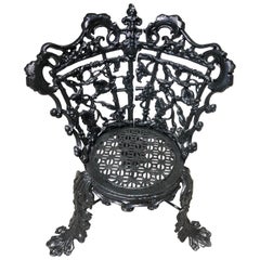 Antique Cast Iron Garden Chair in the Morning Glory Pattern