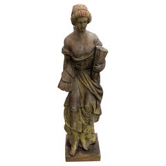 Antique Cast Iron Garden Figural Statue of Lady Liberty