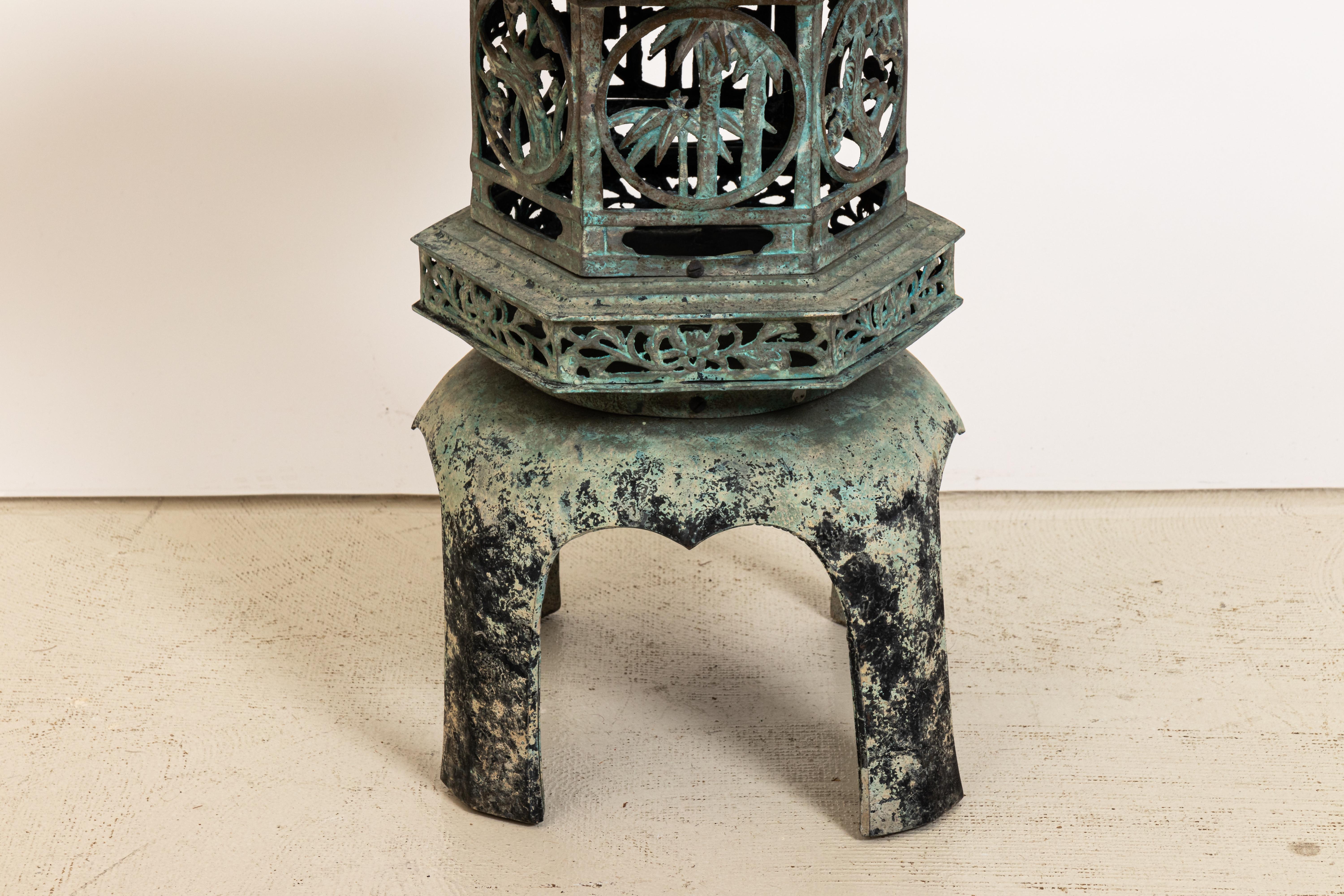 Anglo-Japanese Cast Iron Garden Pagoda Candleholder